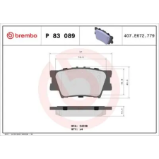 BREMBO fékbetétkészlet, tárcsafék P 83 089 autóalkatrész
