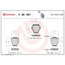BREMBO fékbetétkészlet, tárcsafék P 85 067 autóalkatrész