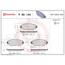 BREMBO fékbetétkészlet, tárcsafék P 85 144 autóalkatrész