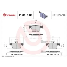 BREMBO fékbetétkészlet, tárcsafék P 85 162 autóalkatrész