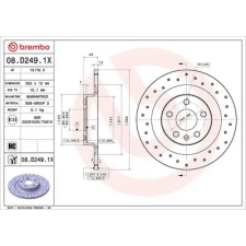 BREMBO féktárcsa 08.D249.1X autóalkatrész