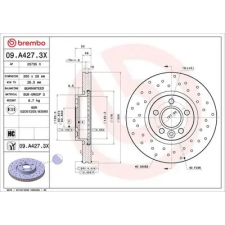 BREMBO féktárcsa 09.A427.3X autóalkatrész