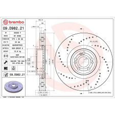 BREMBO féktárcsa BREMBO 09.D982.21 autóalkatrész