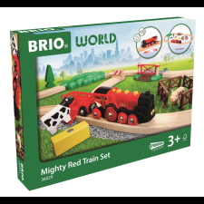 BRIO 36029 játékkészletek, vonatszett hatalmas piros mozdonnyal (7312350360295) autópálya és játékautó