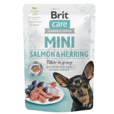 Brit Brit Care Mini Fillets in Gravy - Salmon & Herring 6 x 85 g kutyaeledel