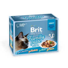 Brit Brit Premium Cat Gravy - Family Plate 12 x 85 g macskaeledel