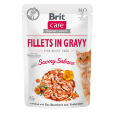 Brit Care Cat Fillets in Gravy with Savory Salmon 85 g macskaeledel