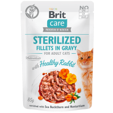Brit Care Cat Sterilized Fillets in Gravy with Healthy Rabbit 24x85 g macskaeledel