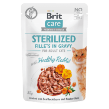 Brit Care Cat Sterilized Fillets in Gravy with Healthy Rabbit 4x85 g macskaeledel