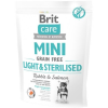 Brit Care Gabonamentes Mini Light&Sterilized 400 G Nyúl+Lazac Sárgaborsóval 170786 (VAT010418)