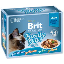 Brit PREMIUM CAT KAPSICKY DELICATE FILLETS IN GRAVY FAMILY PLATE 1020G (293-111257) macskaeledel
