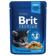 Brit Premium Cat Pouches Chicken Chunks for Kitten 24 x 100g macskaeledel