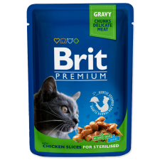 Brit PREMIUM CAT TASAK CHICKEN SLICES FOR STERILISED 100G (293-100275) macskaeledel