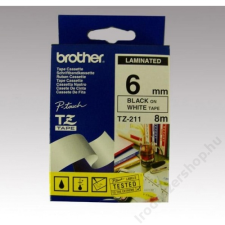 Brother Feliratozógép szalag, 6 mm x 8 m, BROTHER, fehér-fekete (QPTTZ211) fénymásolópapír