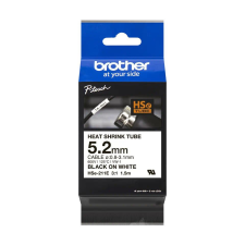  Brother HSE-211E Heat Shrink Tube Tape Cassette 5,2mm Black on White címkézőgép