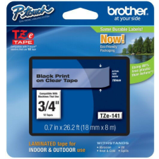 Brother TZE-141 ÁTLÁTSZÓ ALAPON FEKETE LAMINÁLT 18MM/8M EREDETI SZALAG (TZE141) nyomtatópatron & toner