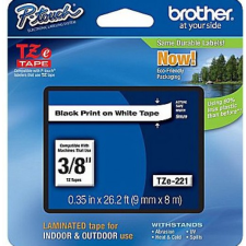 Brother TZE-221 laminált P-touch szalag (9mm) Black on White - 8m nyomtató kellék