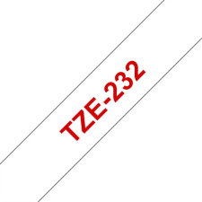 Brother TZE-232 laminált P-touch szalag (12mm) Red on White - 8m nyomtató kellék