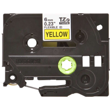 Brother TZe-FX611 (6mm) - 8m sárga alapon fekete eredeti laminált P-touch szalag etikett