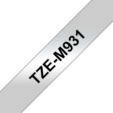 Brother TZe-M931 laminált P-touch szalag (12mm) Black on Matt Silver - 8m nyomtató kellék