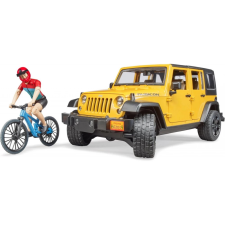 Bruder Jeep Wrangler Unlimited Rubicon sárga biciklivel és figurával autópálya és játékautó