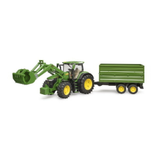 Bruder John Deere 7R 350 traktor pótkocsival (1:16) - Zöld autópálya és játékautó
