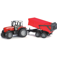 Bruder Massey Ferguson 7480 homlokrakodó billenős utánfutóval makett