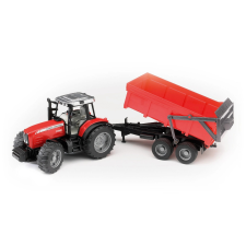 Bruder Massey Ferguson traktor billenő pótkocsival autópálya és játékautó