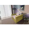  Brumi kinyitható gyerek fotelágy száraz olíva színű szövet és Teddy macis minta mágikus 80×190 cm fekvőfelülettel