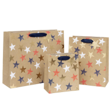 BSB Glick ajándéktasak (20x22,5x10cm) kraft, csillagos (5) ajándéktasak