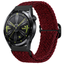 BSTRAP Braid Nylon szíj Huawei Watch GT 42mm, red black okosóra kellék