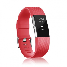 BSTRAP Fitbit Charge 2 Silicone Diamond (Large) szíj, Red mobiltelefon kellék