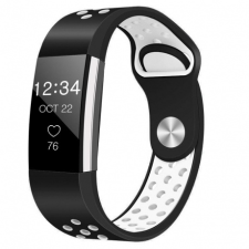 BSTRAP Fitbit Charge 2 Silicone Sport (Small) szíj, Black/White mobiltelefon kellék