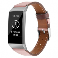 BSTRAP Fitbit Charge 3 Leather Italy (Large) szíj, Pink mobiltelefon kellék