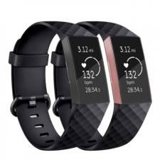 BSTRAP Fitbit Charge 3 Silicone Diamond (Large) szíj, Black mobiltelefon kellék