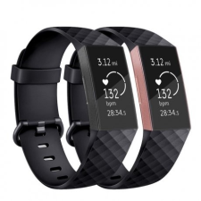 BSTRAP Fitbit Charge 3 Silicone Diamond (Small) szíj, Black mobiltelefon kellék