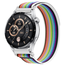 BSTRAP Velcro Nylon szíj Xiaomi Amazfit GTR 42mm, white rainbow okosóra kellék