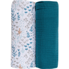 BUBABA muslin pelenka 70x70 cm (2 db)- Türkiz mosható pelenka