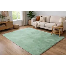 Budapest Carpet Den. Furlux zöld 200 x 290cm egyszínű extra puha shaggy szőnyeg lakástextília