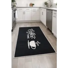 Budapest Carpet Den. Kavino 7262-1 60 x 120cm Fekete konyhai szőnyeg lakástextília