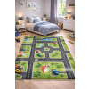 Budapest Carpet Den. Mile 5004-1 zöld-szürke 160 x 230cm autópályás gyerekszőnyeg