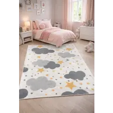 Budapest Carpet Den. Mile 5186-1 szürke 100 x 200cm felhős gyerekszőnyeg lakástextília