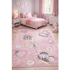 Budapest Carpet Den. Mile 5376-1 rózsaszín 200 x 300cm pillangós gyerekszőnyeg lakástextília