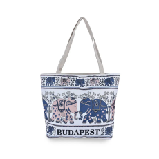  Budapest Feliratú Elefánt Mintás Szövettáska