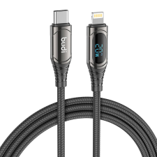 Budi 229TL USB-C apa - Lightning apa 2.0 Töltő kábel - Fekete (1.5m) kábel és adapter