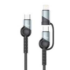 Budi 2 az 1-ben kábel USB-C - USB-C + lightning 1m fekete (231TTL) (231TTL) kábel és adapter