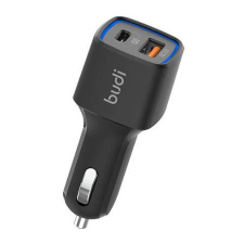Budi USB-A + USB-C autós töltő 18W fekete (065T) mobiltelefon kellék