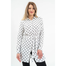 BUDMIL Blúz derekán övvel Női L fehér-fekete 20770078-001252-0499