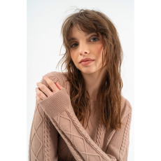 BUDMIL Környakú kötött pulóver Női S bézs 20050820-001252-0299
