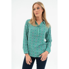BUDMIL Lezser fazonú blúz Női XL zöld-fehér 20770077-002252-0599